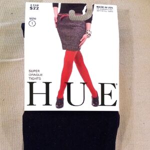 HUE Black Super Opaque Tights (Non-Control Top) Size S